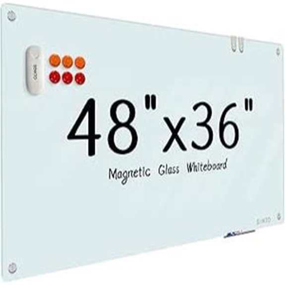 Glass Dry Erase Whiteboard 48 x 36 Wall-Mounted