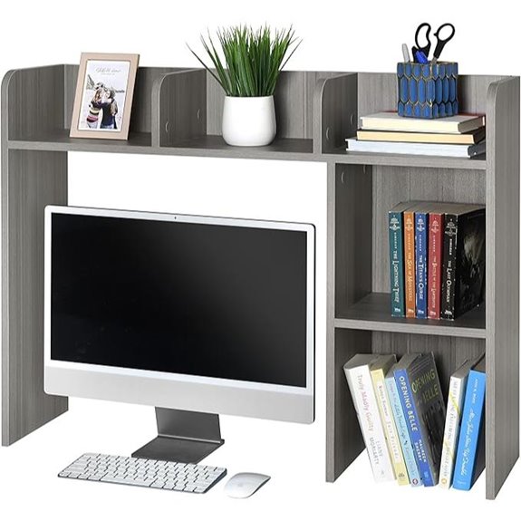 GlossyEnd Wooden Desk Bookshelf Organizer Gray