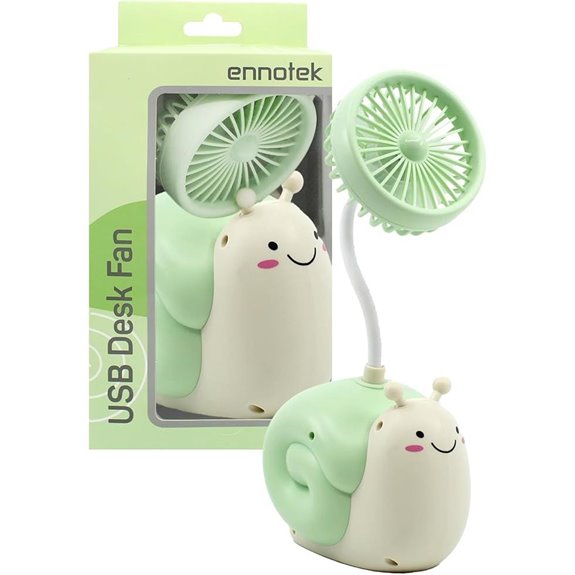 Cute Animal USB-C Desk Fan (Green Snail)