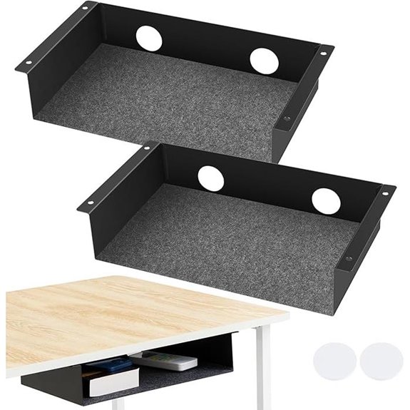 2 Pack Under Desk Hanging Shelves with Felt Sheets