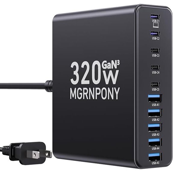 320W 10-Port USB-C GaN Charger for Laptops and Devices