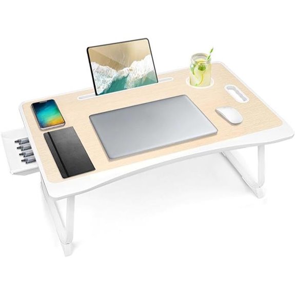 Amaredom Laptop Bed Desk with Storage and Cup Holder