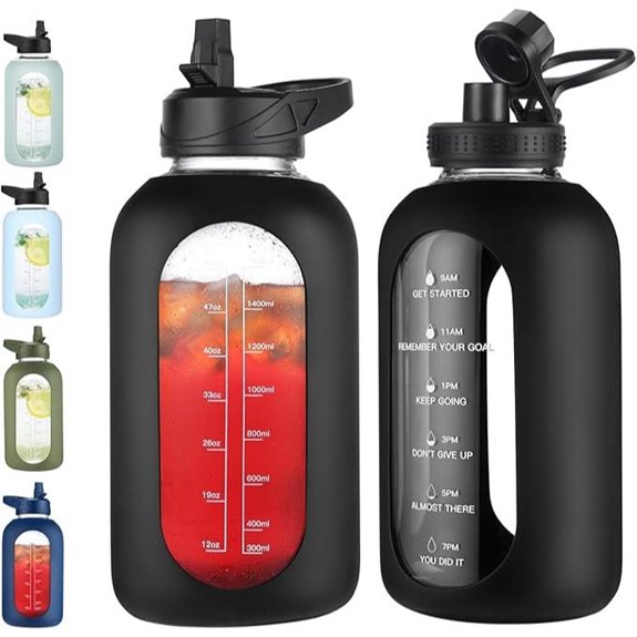 64 oz Glass Water Bottle with Straw and Handle