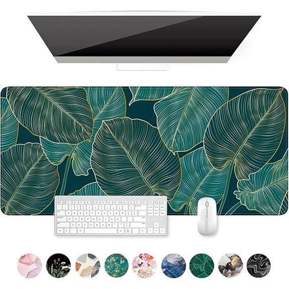 Auhoahsil Large Green Tropical Leaves Desk Mat