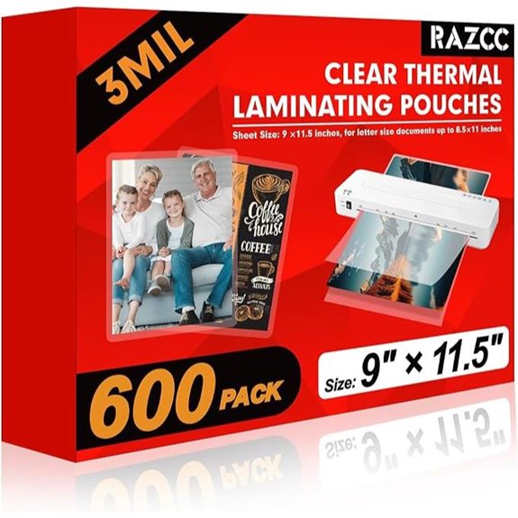 600 Pack Clear Laminating Sheets 9x11.5-Inch