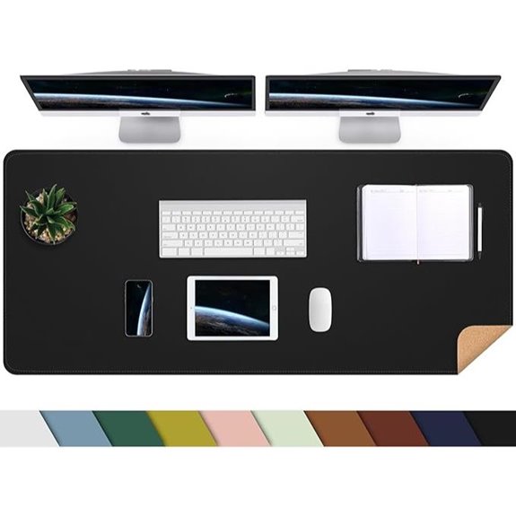 Large Leather Desk Mat with Cork & PU Non-Slip Waterproof