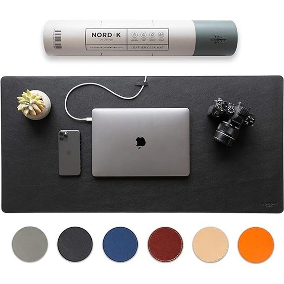 Nordik Leather Desk Mat & Cable Organizer