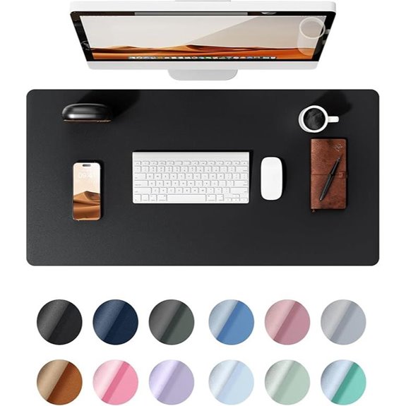 YSAGi Leather Office Desk Pad Non-Slip Waterproof Black