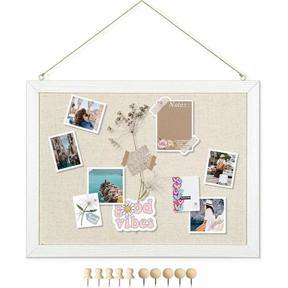 Dollar Boss Linen Cork Bulletin Board with Pushpins