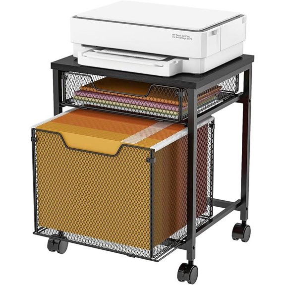 Rolling File Cabinet with Lockable Wheels and Storage