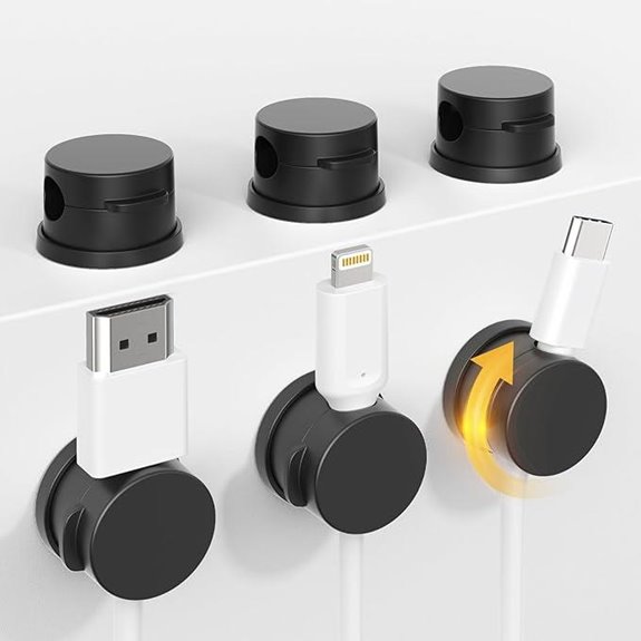 Swiveling Magnetic Cord Organizer Clips (6 Pack)