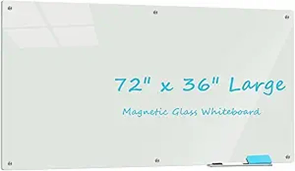 Magnetic Glass Whiteboard 6'x3' Wall Mount