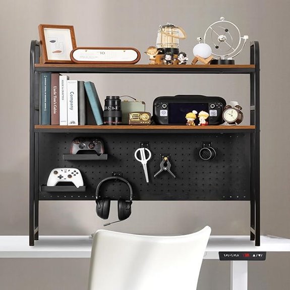 Deli Metal Desktop Bookshelf with Hooks and Storage