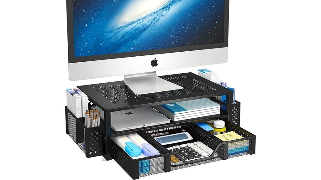 metal monitor stand with drawer