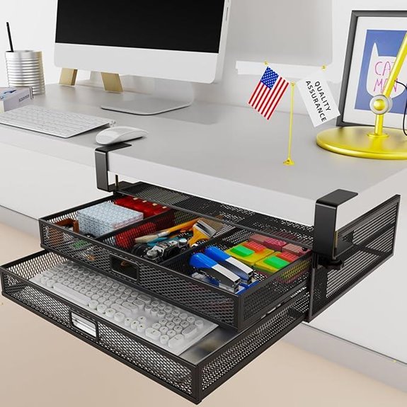 Under Desk Drawer Organizer No Drilling Large Metal