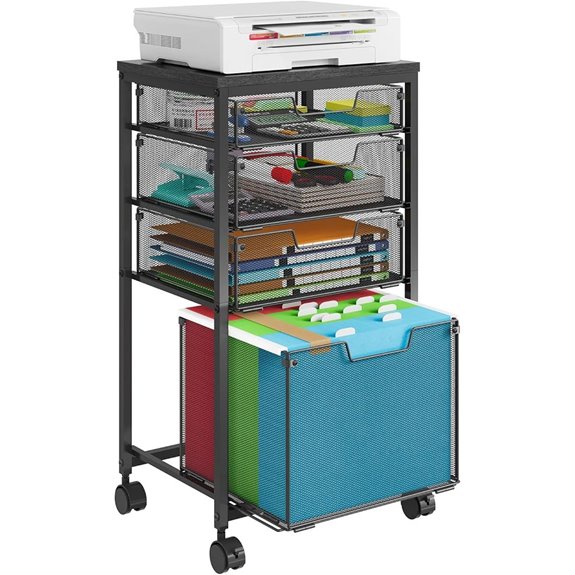 Rolling File Cart with 4 Drawers and Wheels