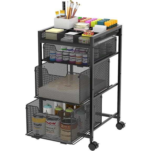 Rolling Utility Cart with 3 Drawers and Lockable Wheels