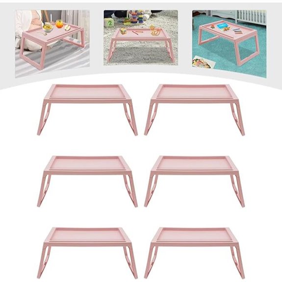 6-Pack Pink Foldable Lap Desk Trays with Phone Slots