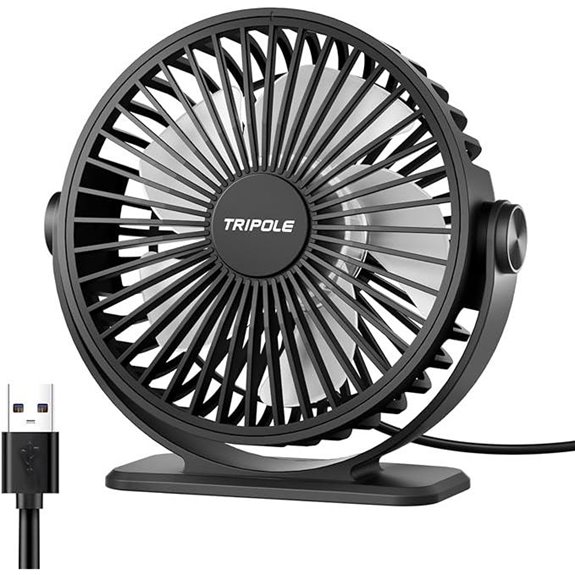 TriPole USB Desk Fan Portable 3-Speed 360° Rotation