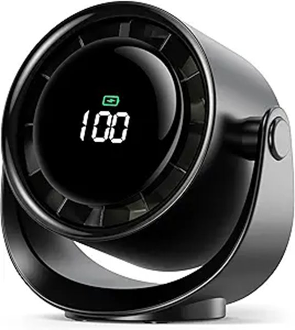 Koonie Rechargeable Mini Desk Fan with LED Display