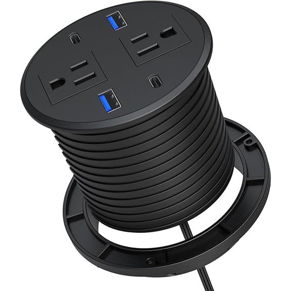 Recessed Power Grommet with AC Outlets and Fast Charge