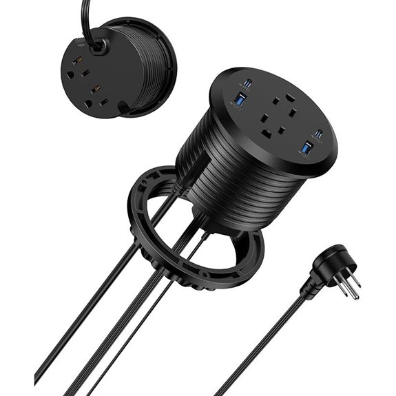 Jgstkcity Recessed Power Strip with USB-C (Black)