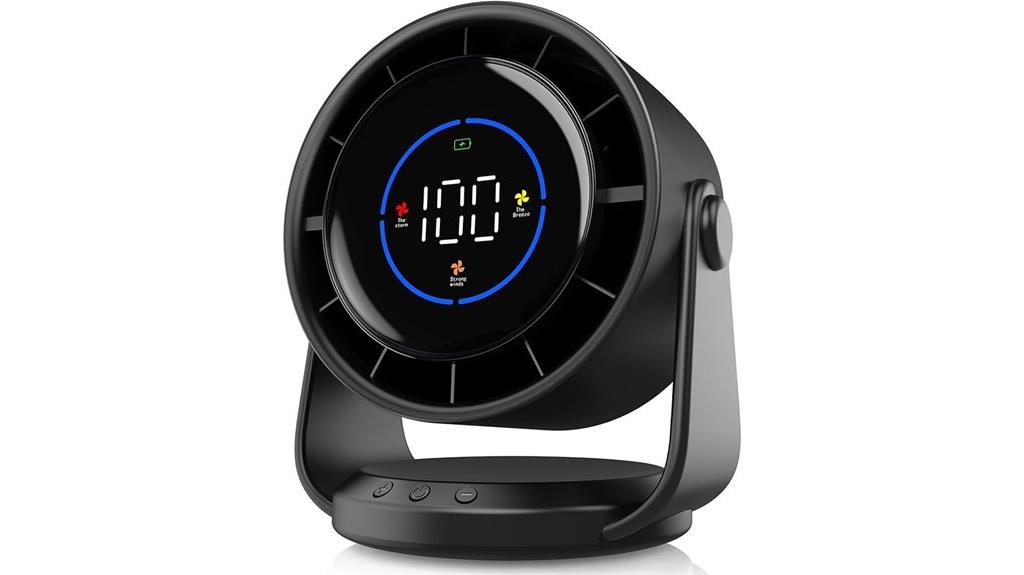 rechargeable desk fan with digital controls