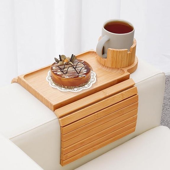 Couch Cup Holder Tray with Removable Organizer