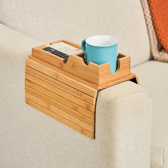 Couch Cup Holder Tray with Removable Snack Organizer