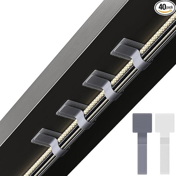 Hook and Loop Cable Ties with Adhesive (40 Pack)