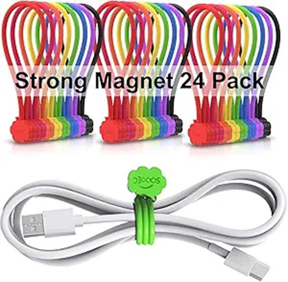 SOOOEC Magnetic Cable Ties 24 Pack Reusable Silicone