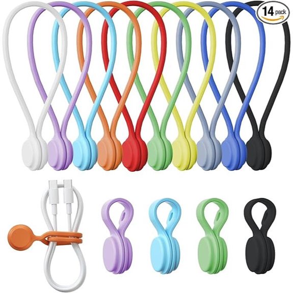 Tounee Reusable Silicone Magnetic Cable Ties (14-Pack)