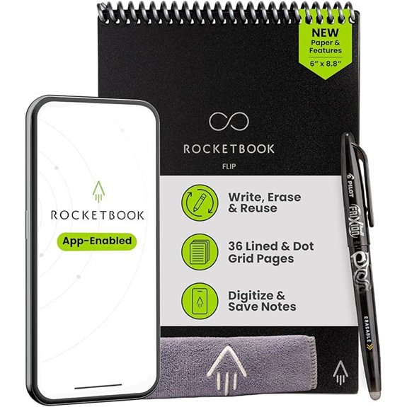 Rocketbook Flip Reusable Smart Notepad (Black Pack of 1)