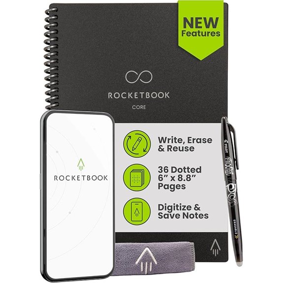 Rocketbook Core Reusable Spiral Notebook Black