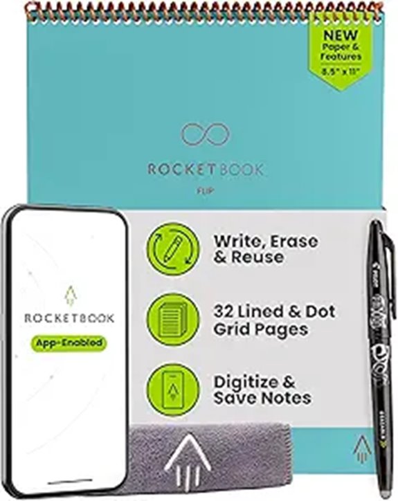 Rocketbook Flip Reusable Smart Notepad Teal Pack of 1