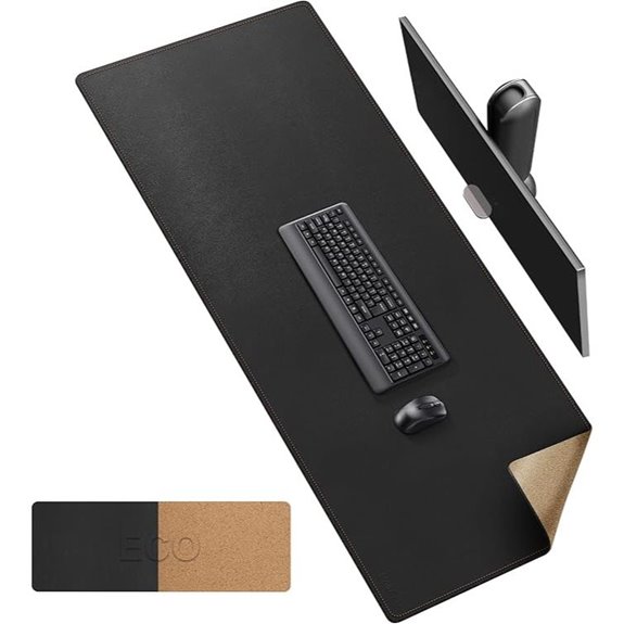 MAIDERN Cork & Leather Reversible Desk Mat (Black)