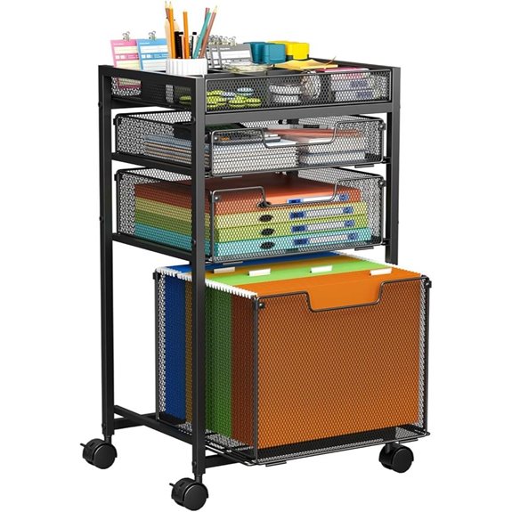 Rolling File Cart with 3 Drawers and Divider