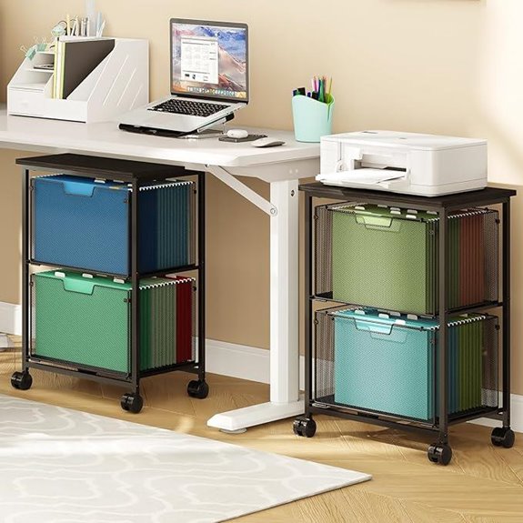 Letter/Legal Rolling File Cart with Storage Drawers