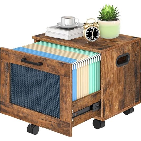 HOOBRO Rolling File Cabinet with Drawer Rustic Brown