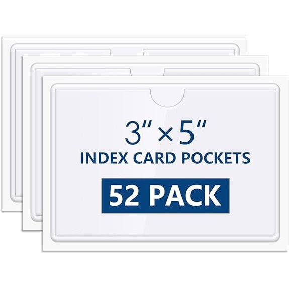 MaxGear 52 Pack Self-Adhesive Index Card Pockets