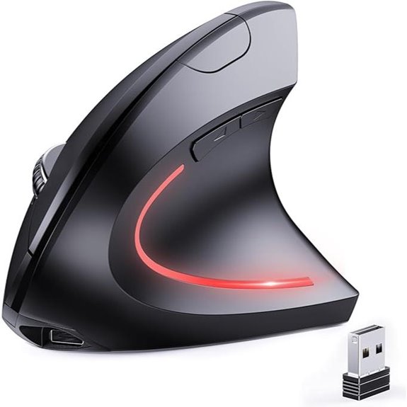 Wireless Ergonomic Mouse with 6 Silent Buttons