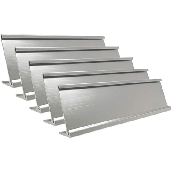 Aluminum Desk Name Plate Holder Set (Silver 5 Pack)