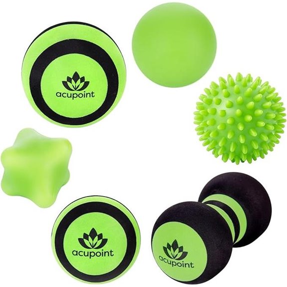Massage Ball Therapy Set for Muscle Knots (6-Piece Green)