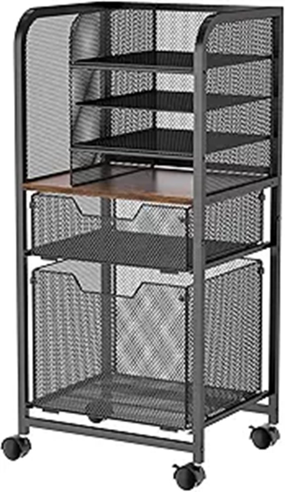 6-Tier Mobile File Cart with Drawers