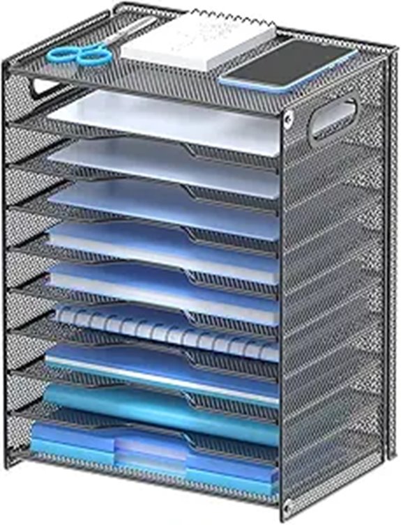 OUTWOLF 10-Tier Mesh Paper Organizer with Handles