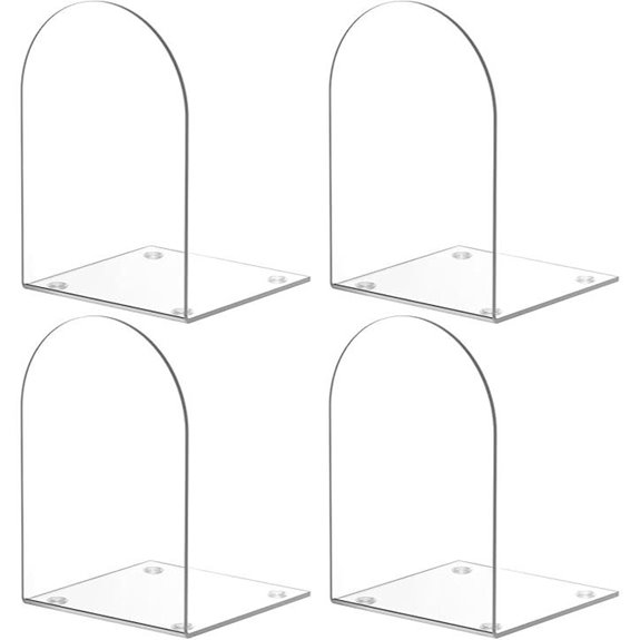 Acrylic Clear Bookends for Shelves (4 Pieces)