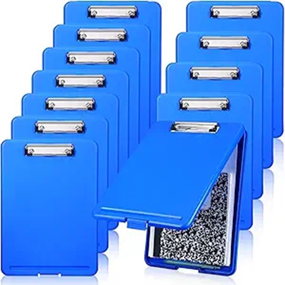 Ireer 12 Pack Heavy Duty Plastic Clipboard Set