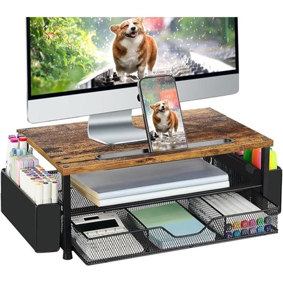 AUPSEN 2-Tier Desk Organizer with Drawer and Phone Holder