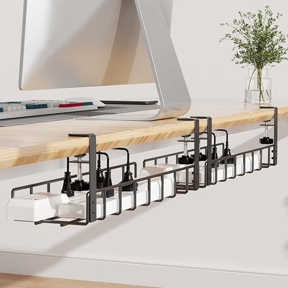 2 Pack Under Desk Cable Organizer Trays