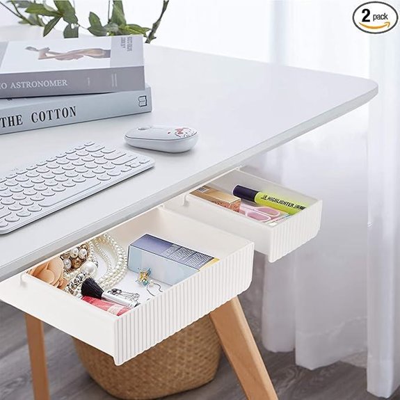 YOOUSOO 2-Pack Under Desk Drawer Storage Organizers